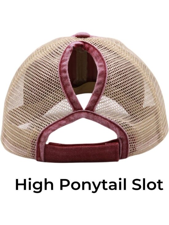 〽️Women Mesh Wine High Ponytail Baseball Cap Trucker Bad Hair Day Adjustable main image 7